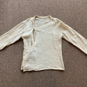 Nepalese Off-White 100% Hemp Shirt